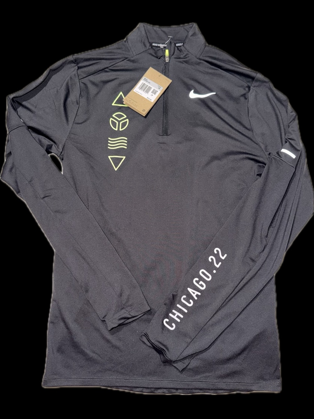 Nike Black Long Sleeve 1/4 Zip Training Top with Neon Accents